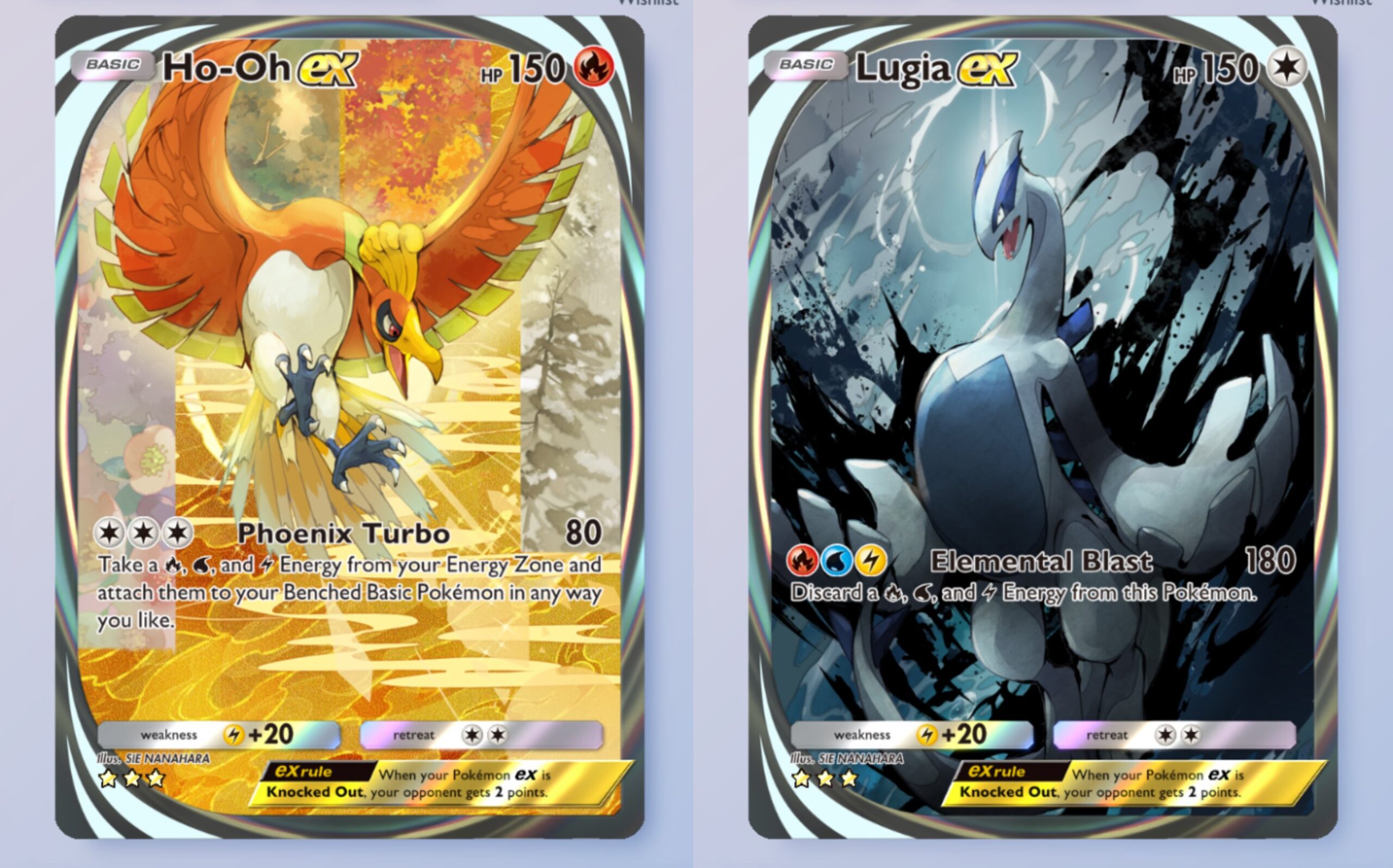 Pokemon Pocket : Nouvelles cartes Ho-Oh-ex et Lugia-ex Immersive.