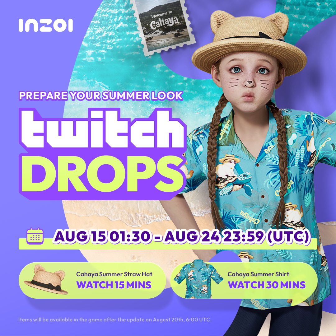 Inzoi : Twitch Drops du mois d'aoÃ»t 2025.