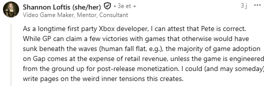 Shannon Loftis avis Xbox Game Pass