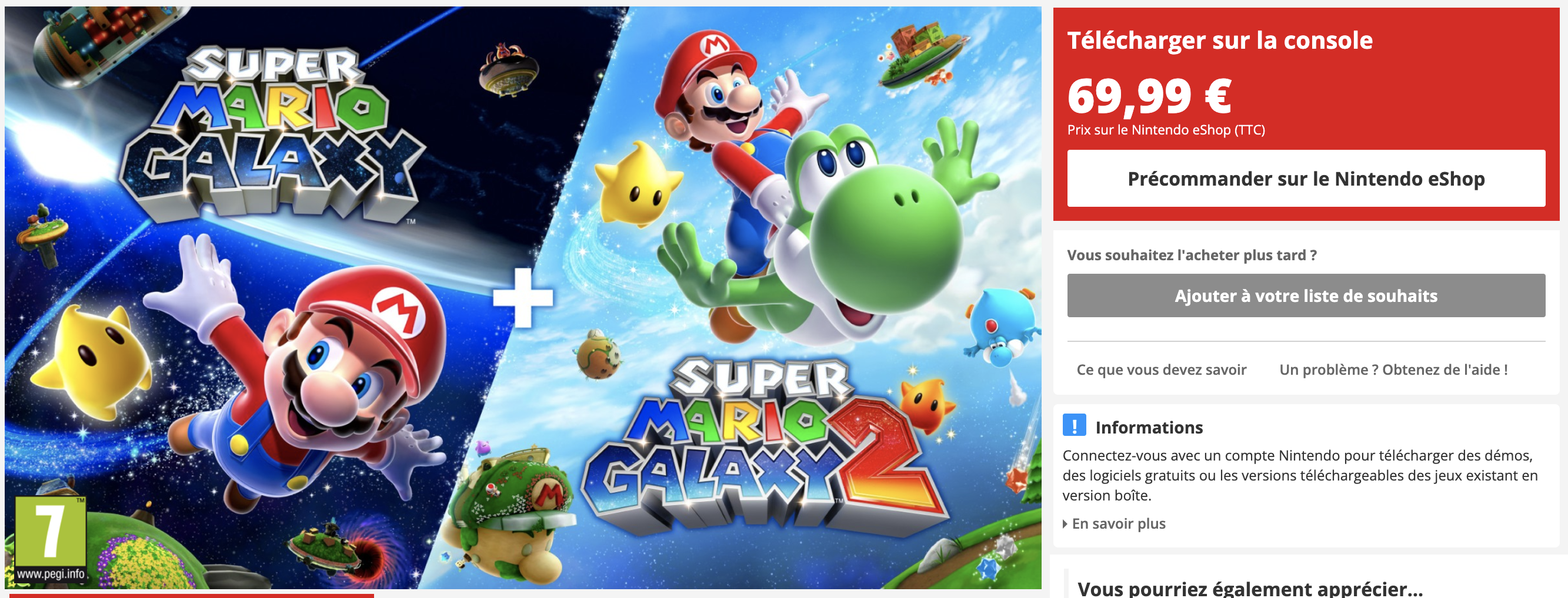 Super Mario Galaxy 1 + 2 : Nintendo e-shop.
