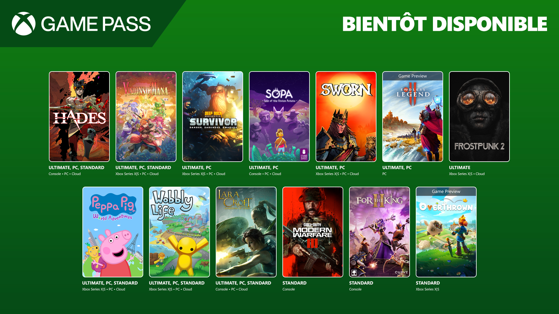 Les nouveautÃ©s de septembre 2025 dans le Xbox Game Pass.