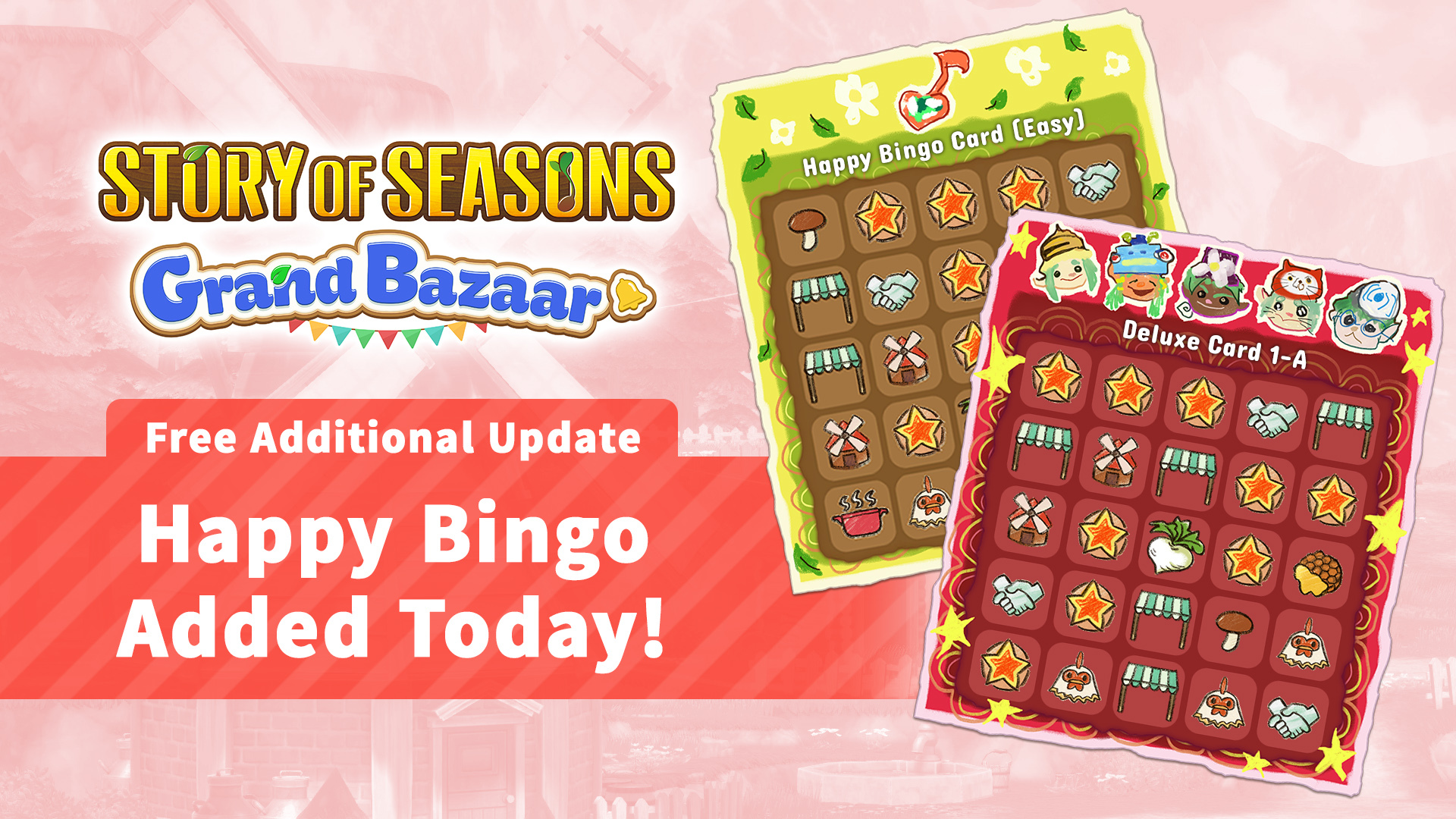 Story of Seasons Grand Bazaar : Happy Bingo Cards.