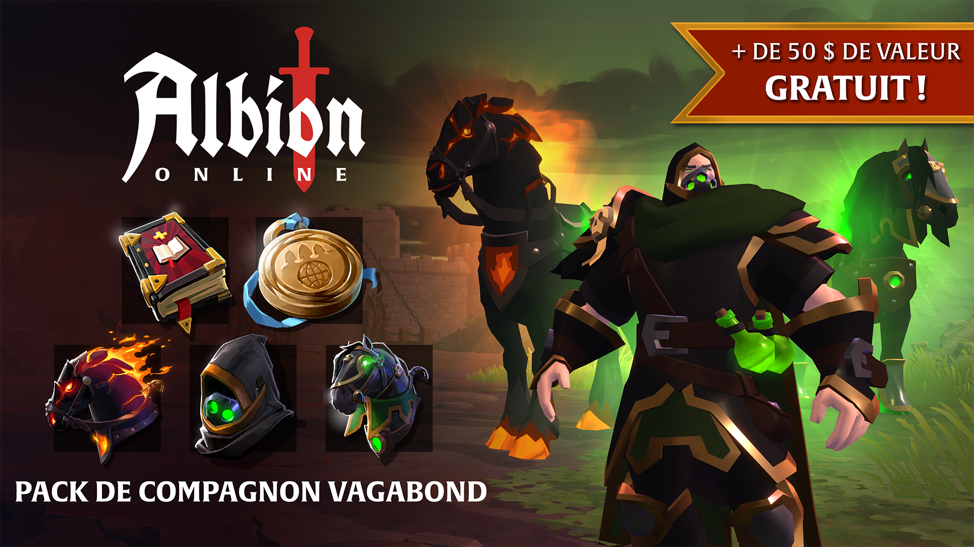 Albion Online : Pack de Compagnon Vagabon offert avec l'Epic Games Store.