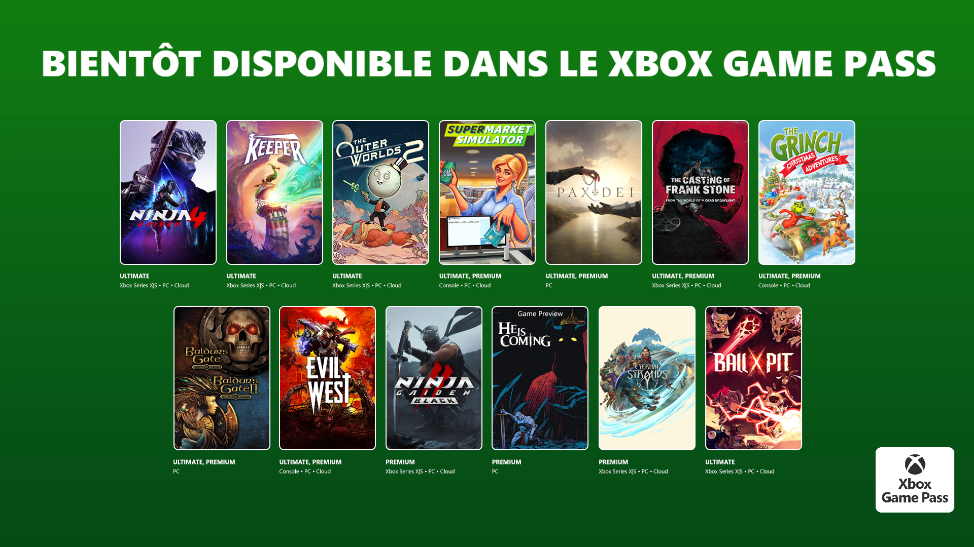 NouveautÃ©s d'octobre 2025 sur le Xbox Game Pass.