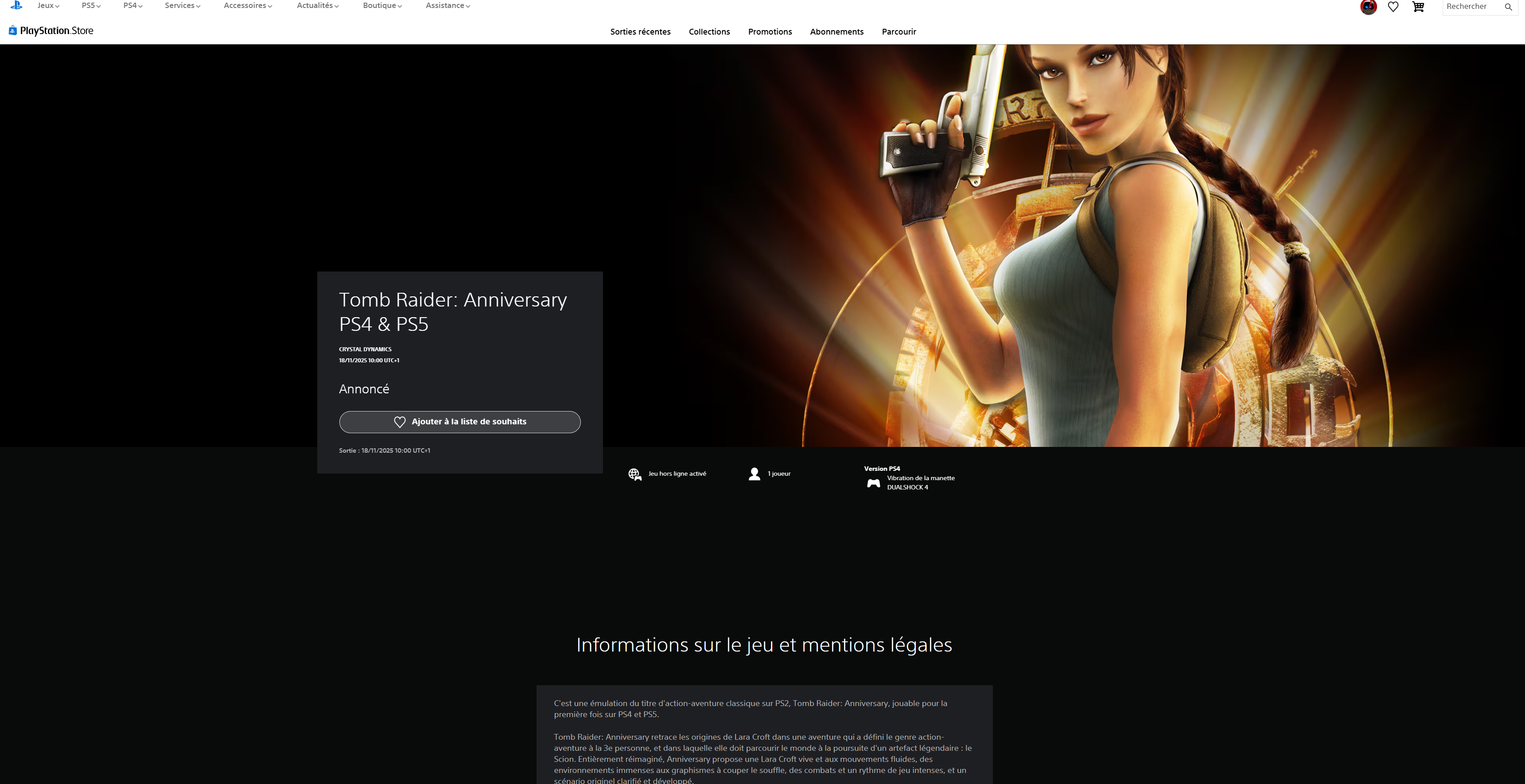 PS Store Tomb Raider Anniversary PS Plus Premium de novembre 2025 PS Store Tomb Raider Anniversary PS Plus Premium de novembre 2025