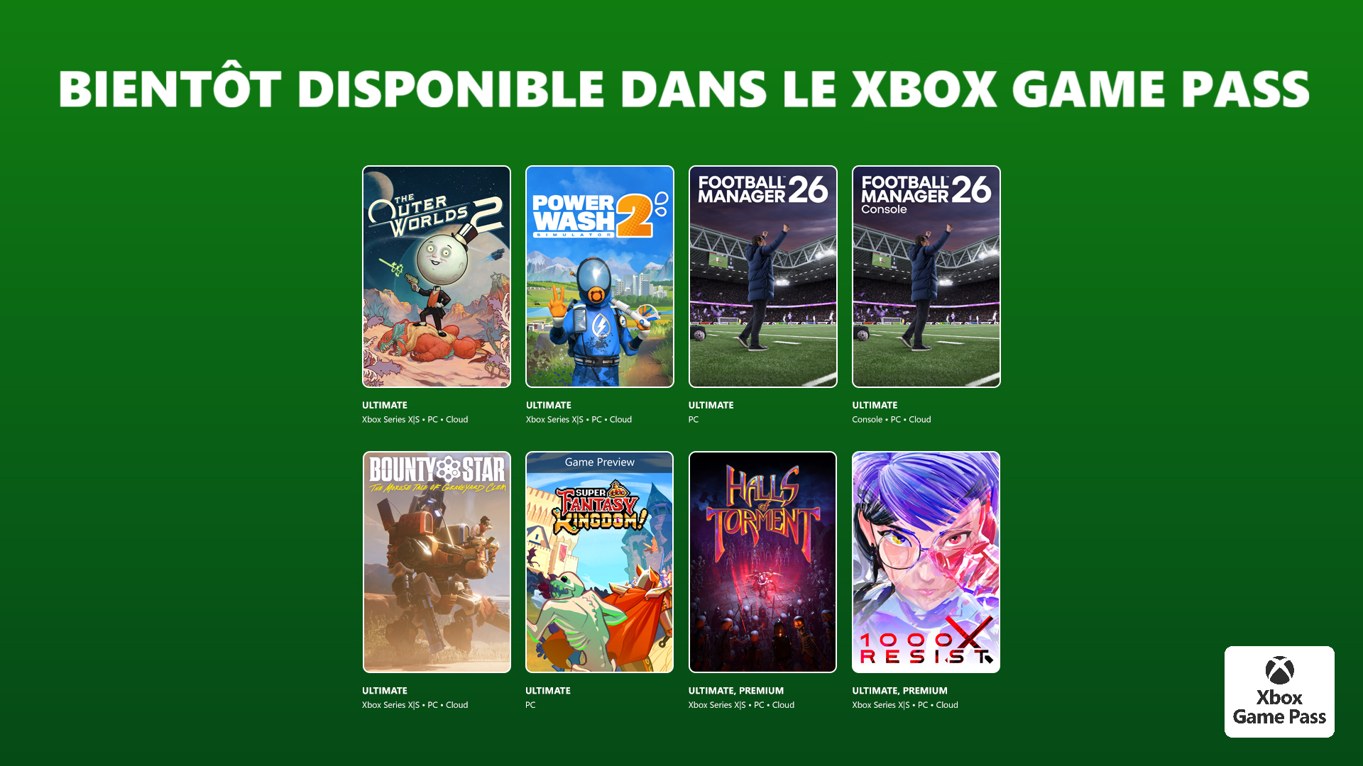 Xbox Game pass Novembre Xbox Game pass Novembre