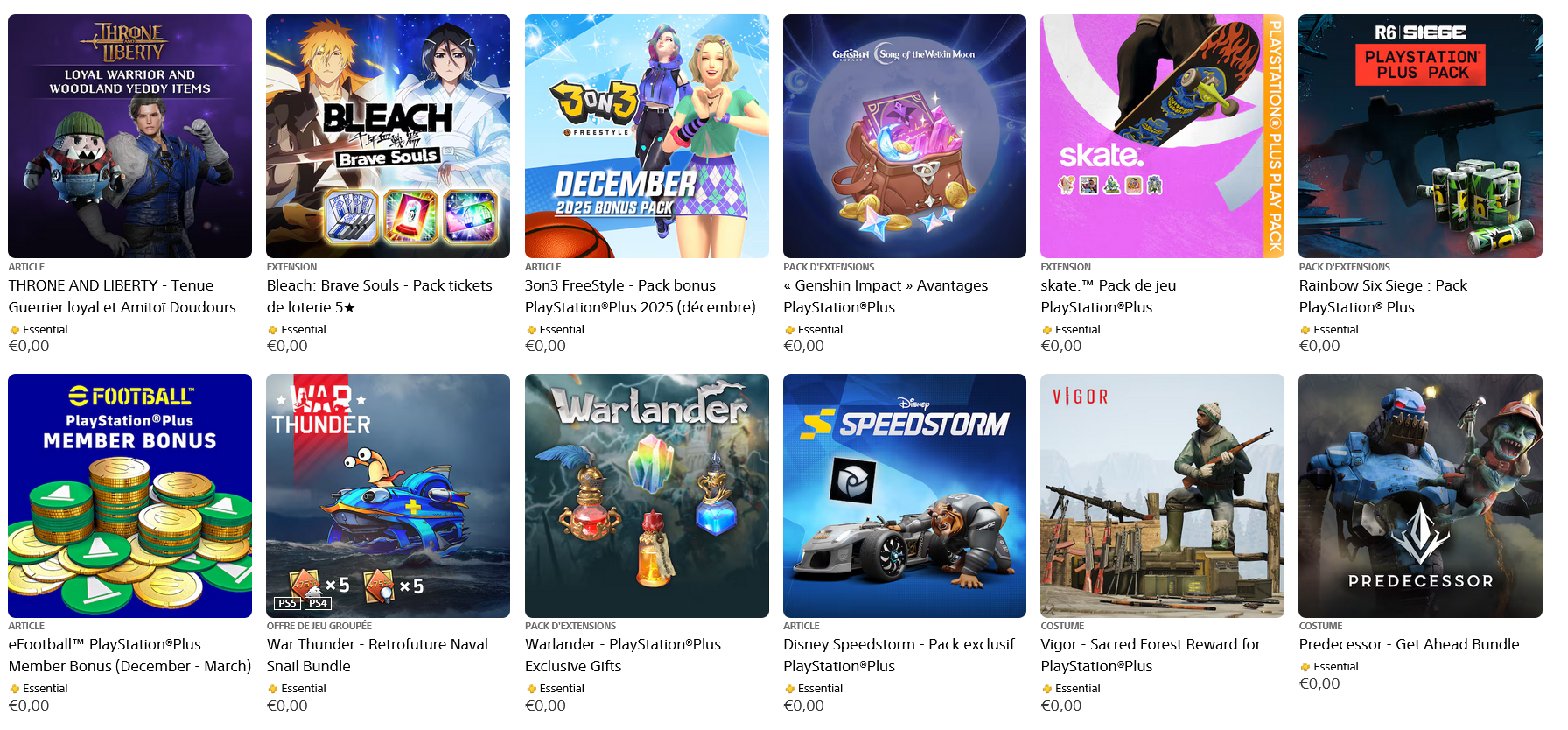 contenus gratuits du PS Plus