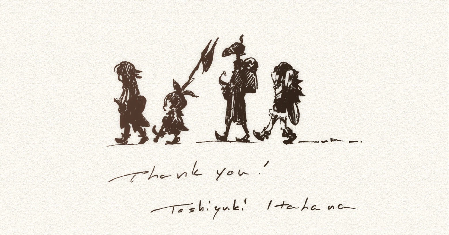 FF9 : Dessin d'au revoir de Toshiyuki Itahana.