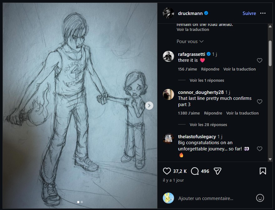 post intagram de Neil Druckmann sur The Last of Us