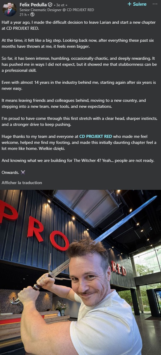 The Witcher 4 Felix Pedulla Post LinkedIn