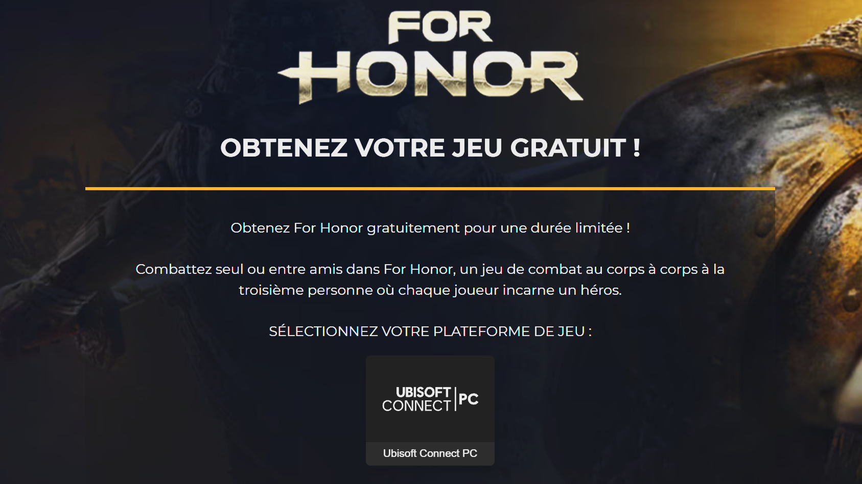 For Honor offert gratuitement For Honor offert gratuitement