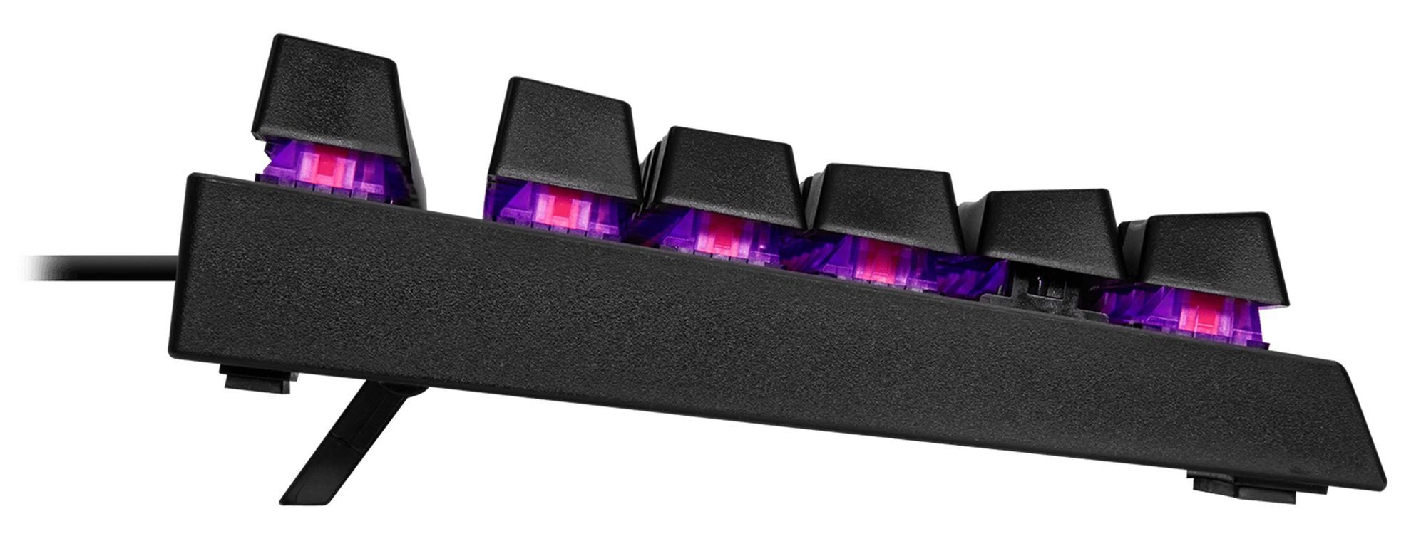 Photo du clavier sur le coté pour voir l'épaisseur des touches. Photo du clavier sur le coté pour voir l'épaisseur des touches.