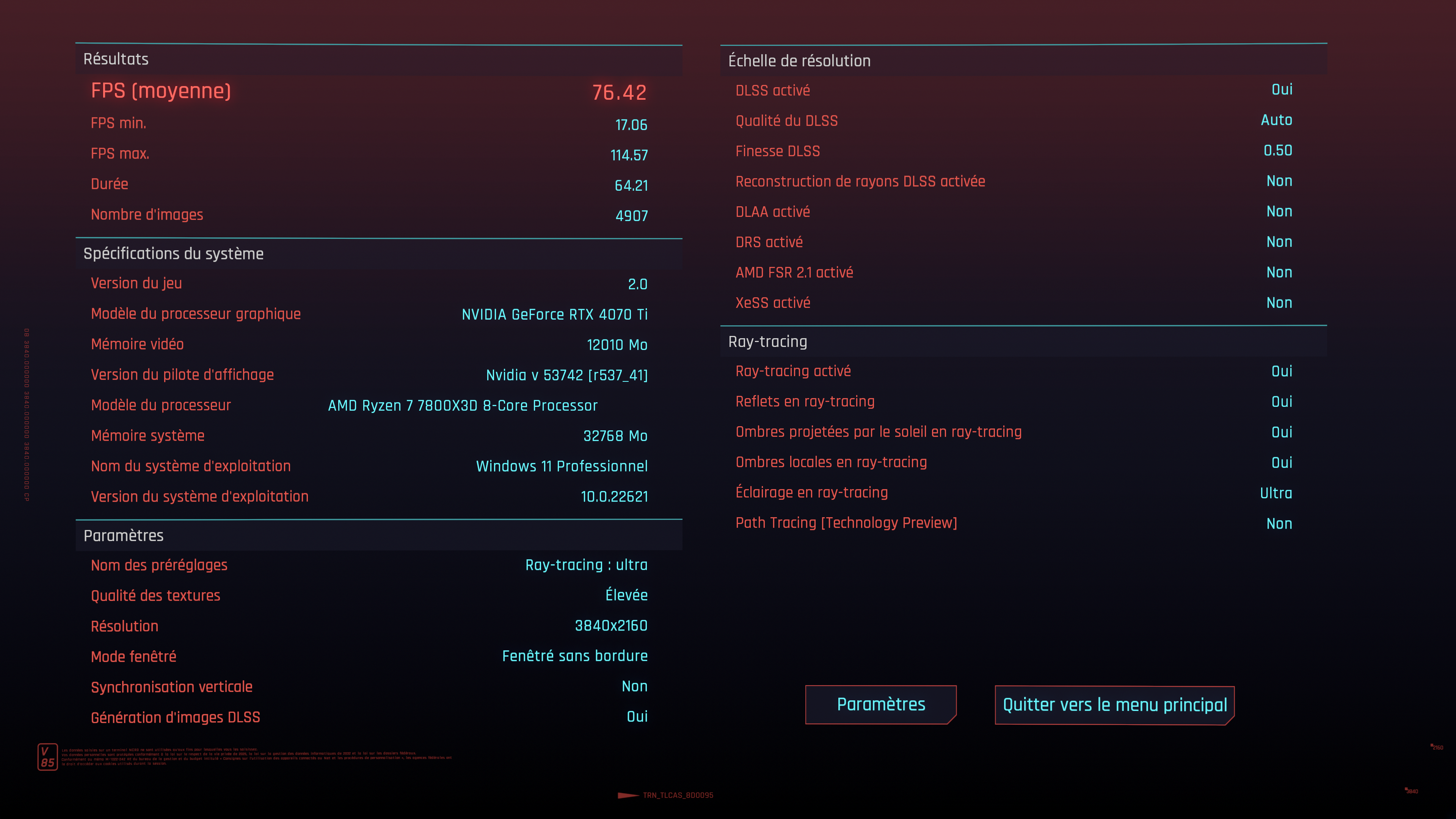 cyberpunk 2077 benchmark 4070 Ti