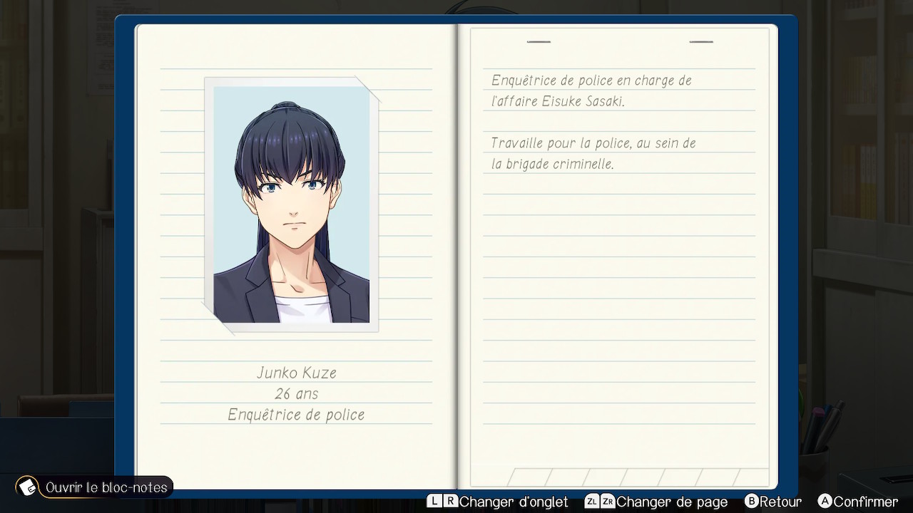 Emio (Famicom Detective Club) : Junko Kuze dans le bloc-notes Emio (Famicom Detective Club) : Junko Kuze dans le bloc-notes