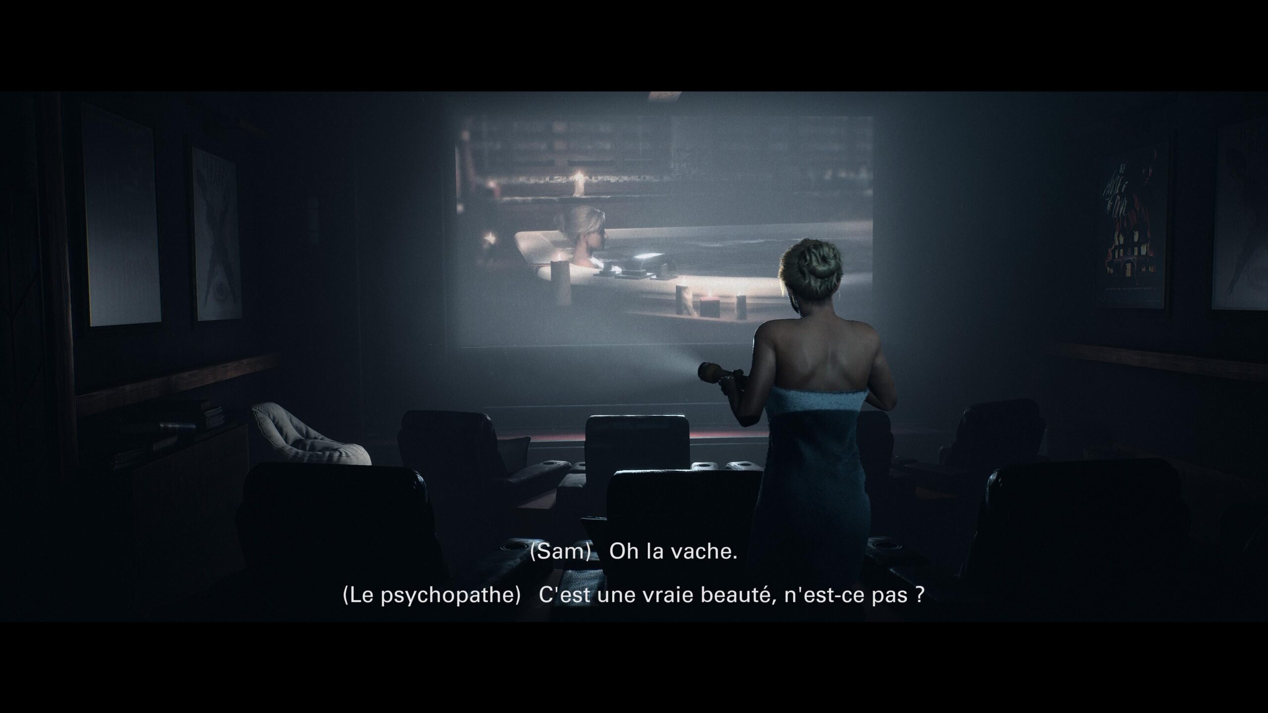 Image de Sam dans une salle de projection Image de Sam dans une salle de projection