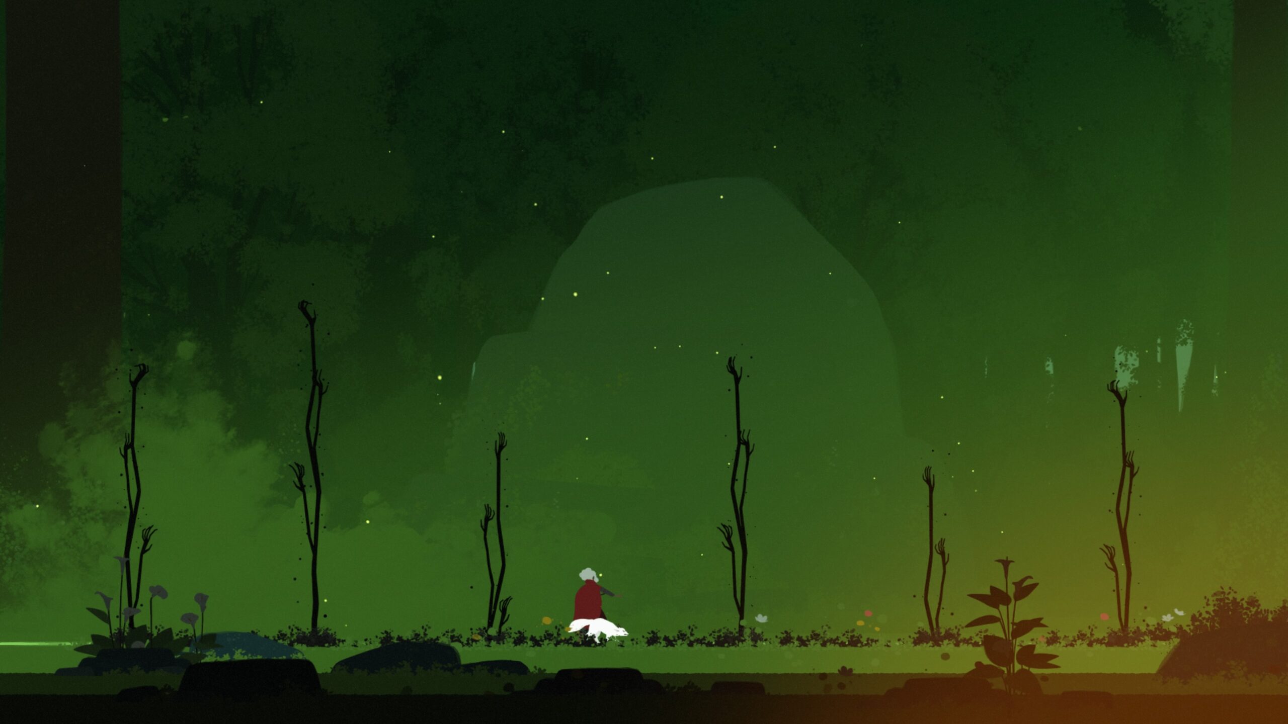 Les premiers ennemis ont des allures de racines qui sortent du sol et s'élèvent en hauteur dans Neva. Les premiers ennemis ont des allures de racines qui sortent du sol et s'élèvent en hauteur dans Neva.