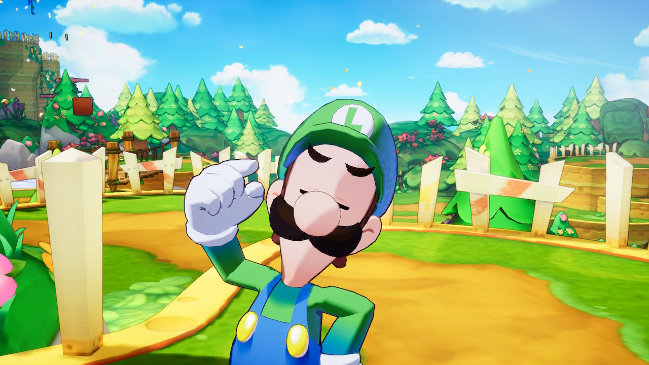 Luigi rÃ©flÃ©chit dans Mario & Luigi L'Ã©popÃ©e fraternelle sur Nintendo Switch.
