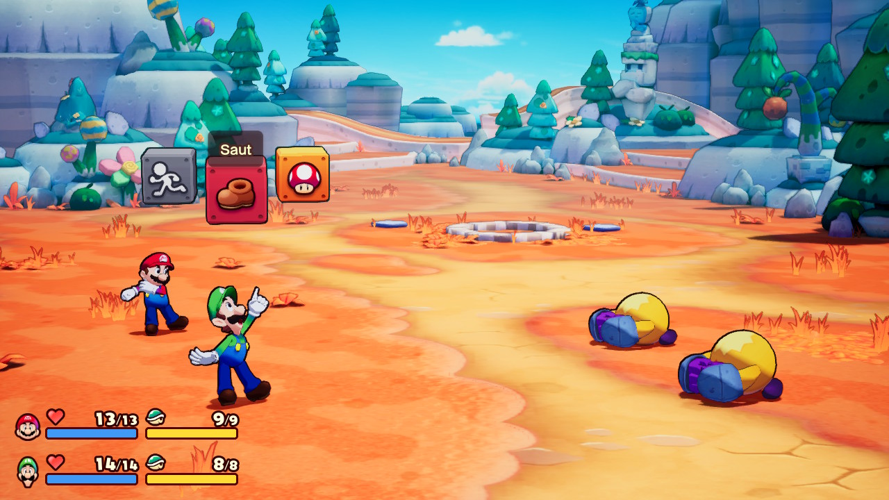 Luigi choisit son type d'attaque dans Mario dans Mario & Luigi L'épopée fraternelle sur Nintendo Switch. Luigi choisit son type d'attaque dans Mario dans Mario & Luigi L'épopée fraternelle sur Nintendo Switch.