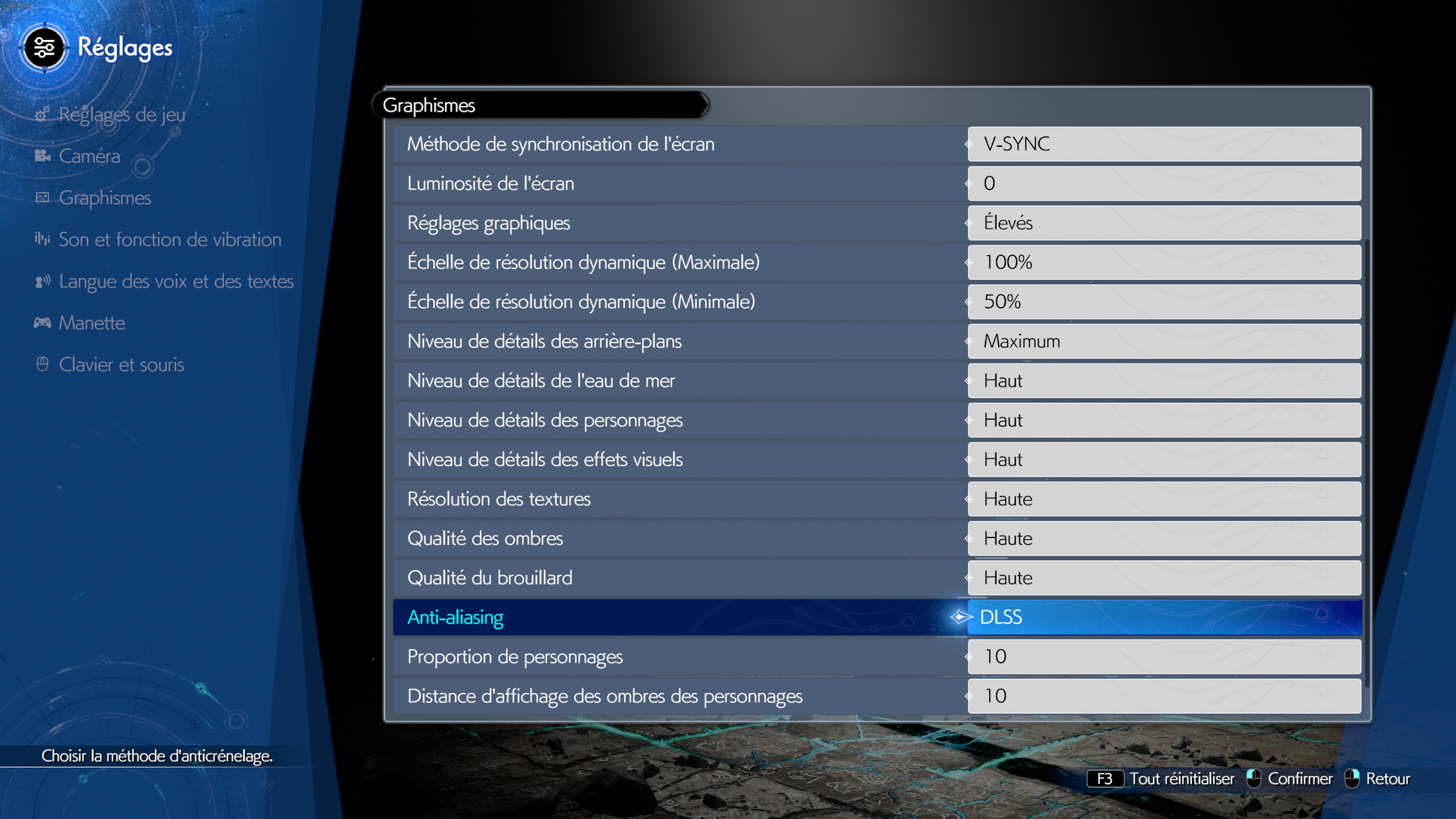 FF7 Rebirth PC Réglages FF7 Rebirth PC Réglages