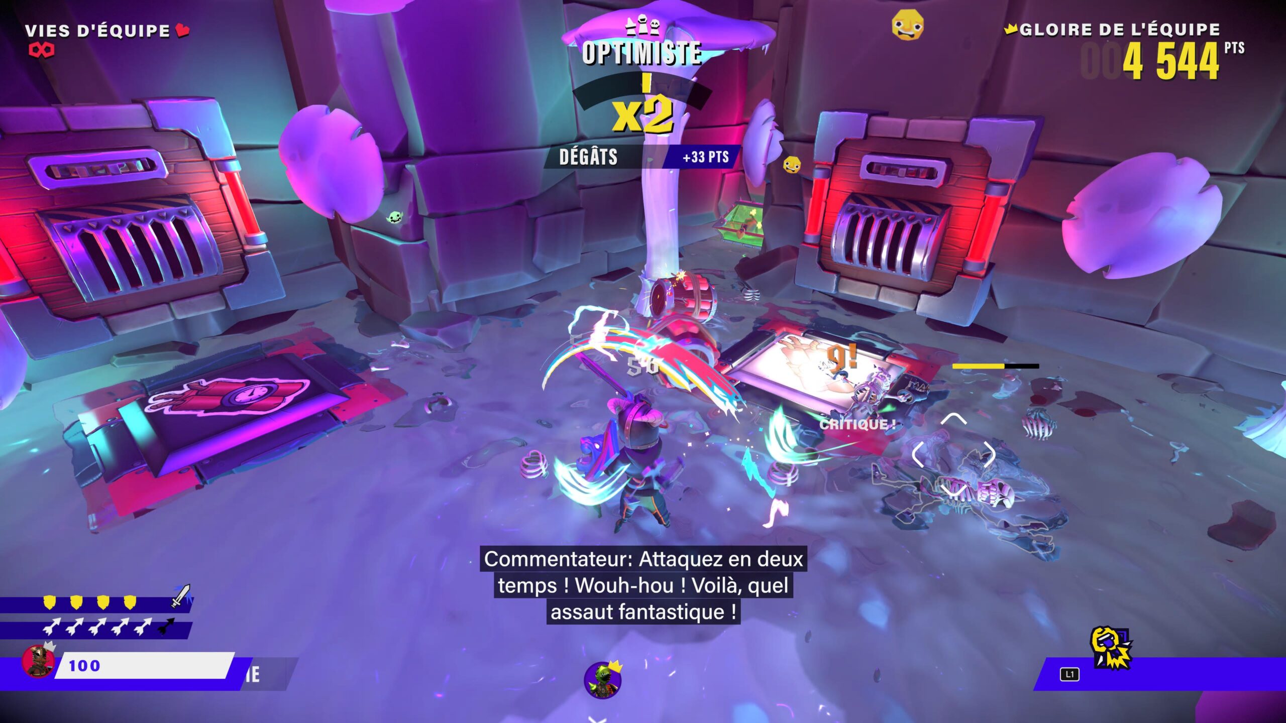 King of Meat : Commentaire de l'animateur en combat.