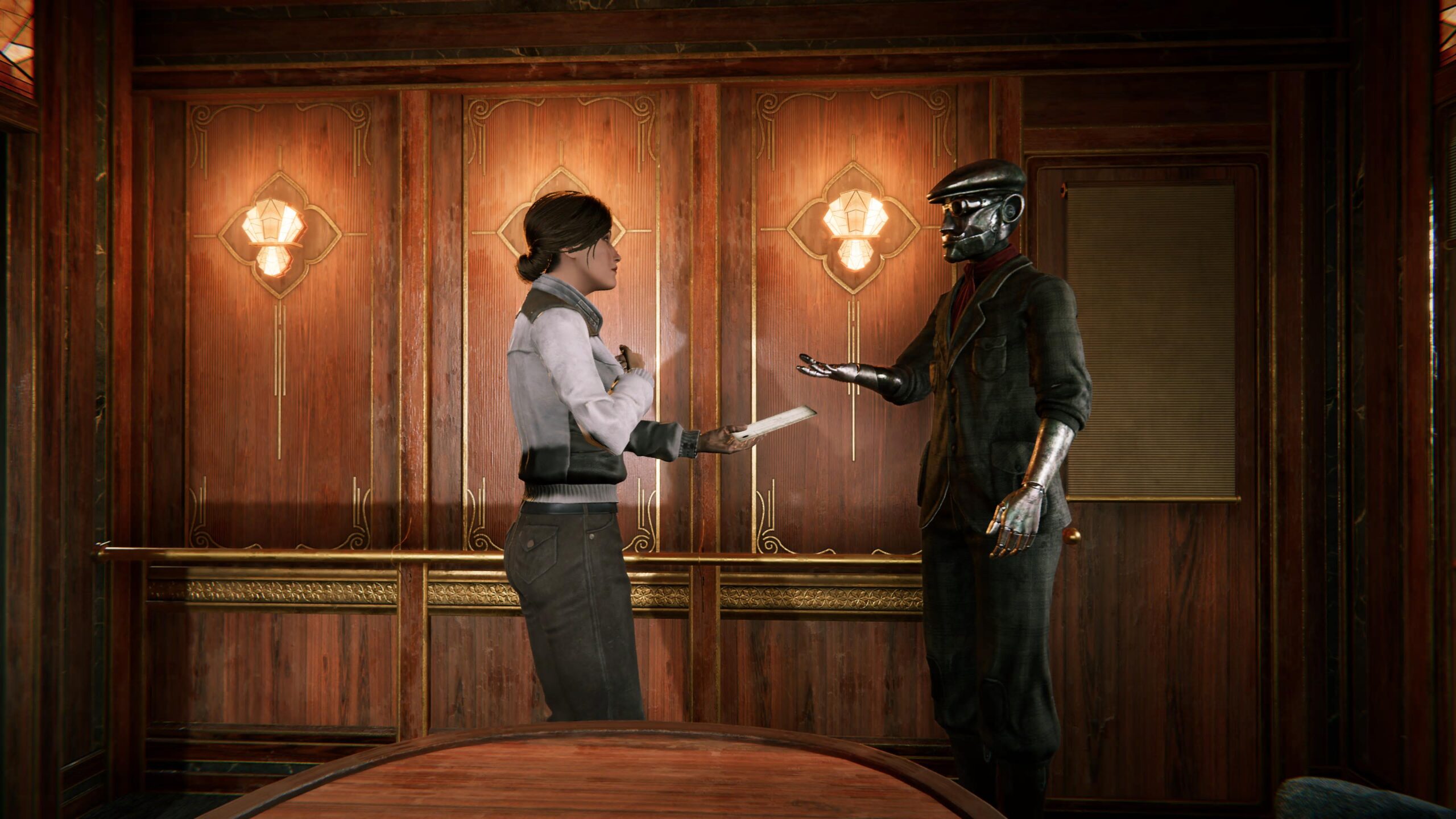 Kate et Oscar parlent à bord du train. Kate et Oscar parlent à bord du train.