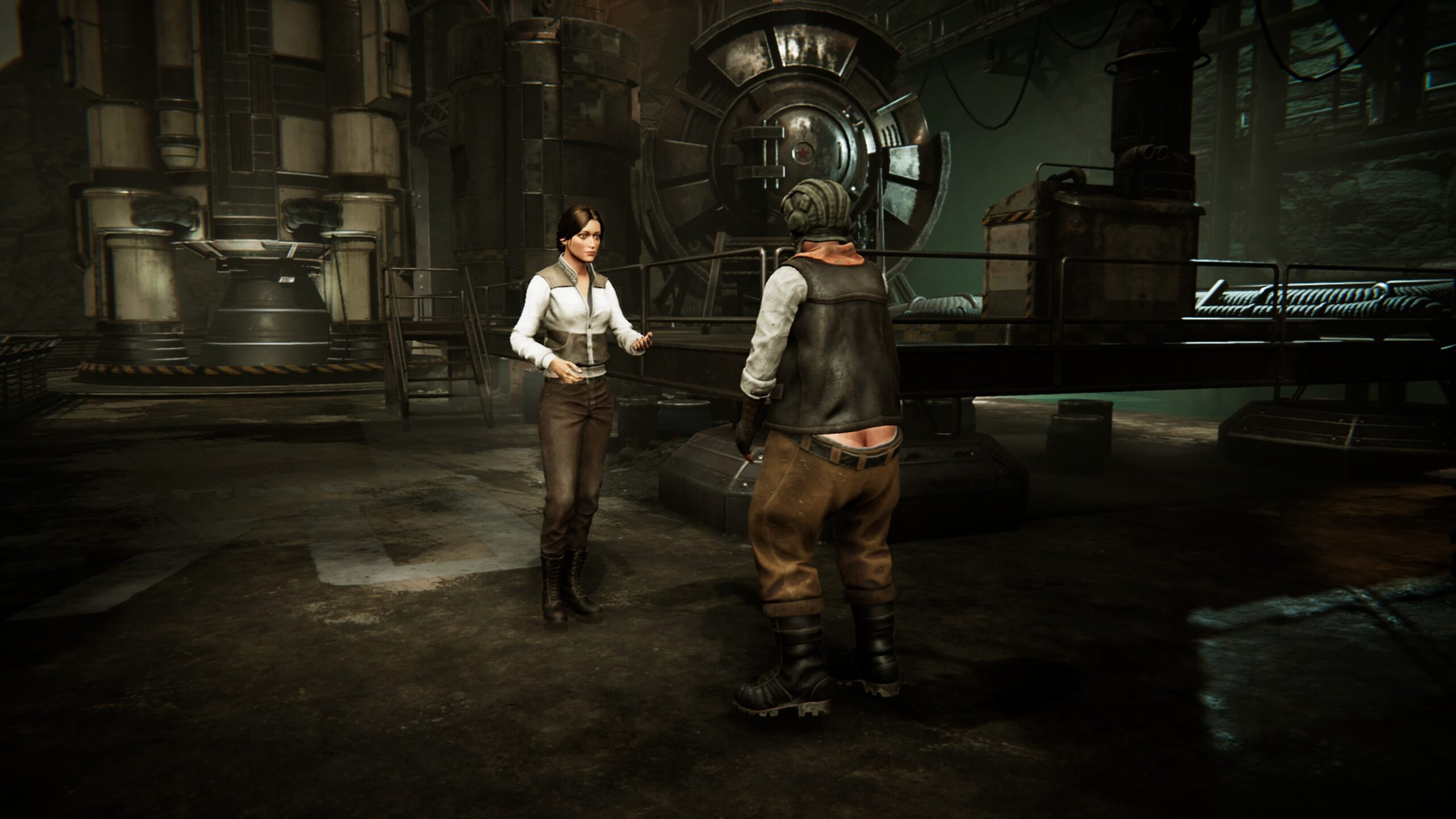 Dialogue comique dans le remaster du premier Syberia.