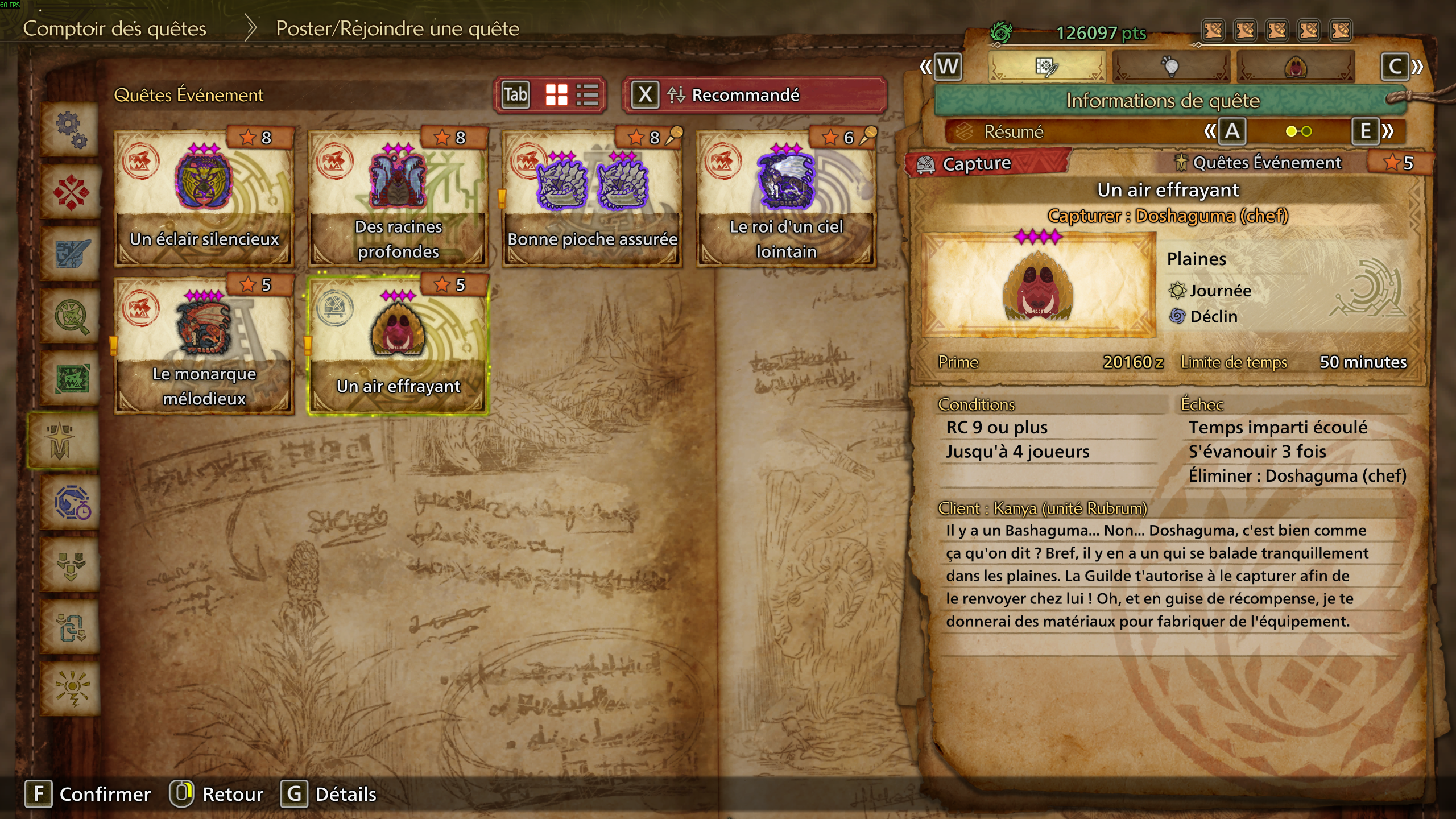 Monster Hunter Wilds Quete Air Effrayant