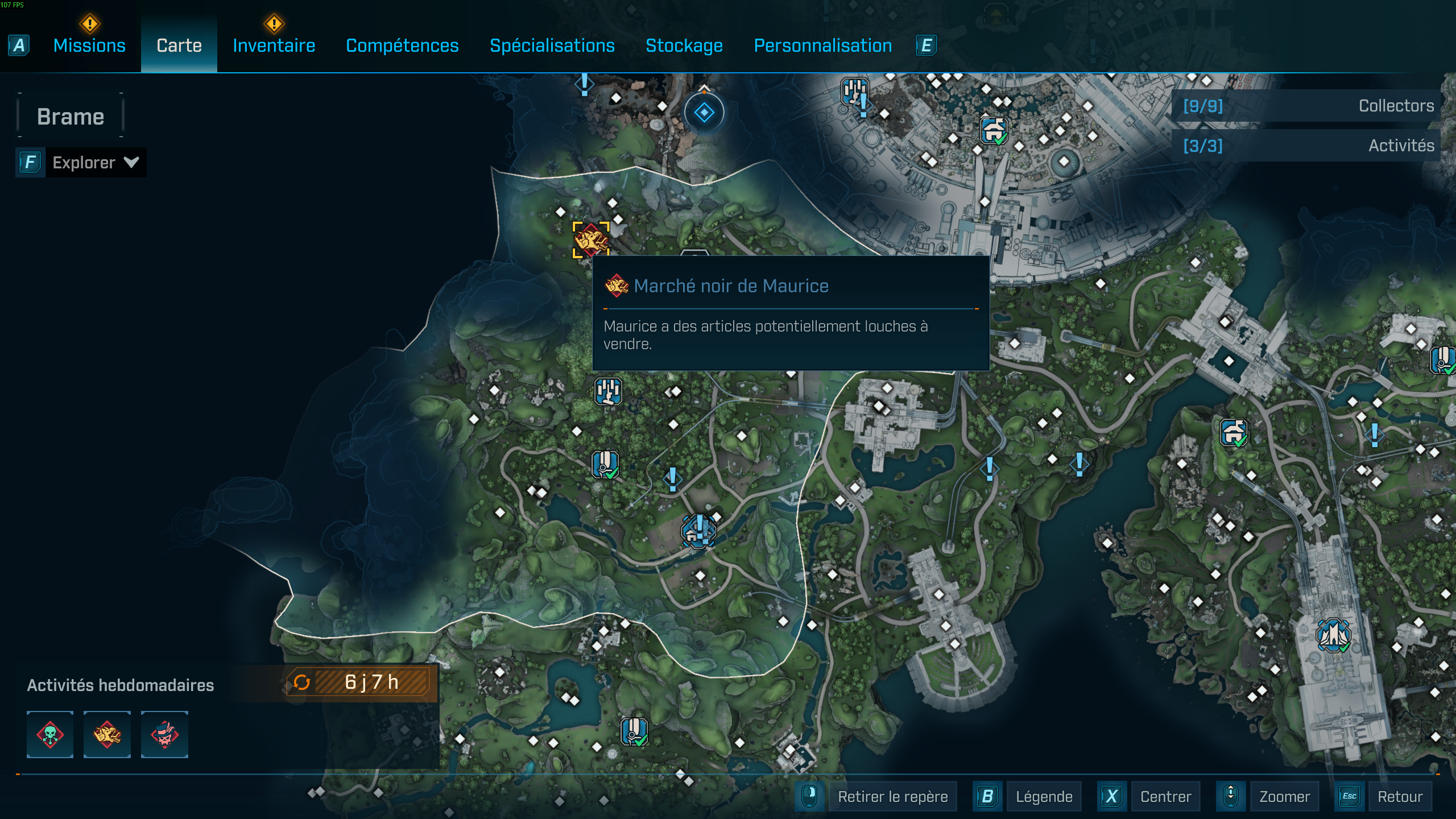 Borderlands 4 MarchÃ© Noir Maurice 7 novembre 2025 Carte