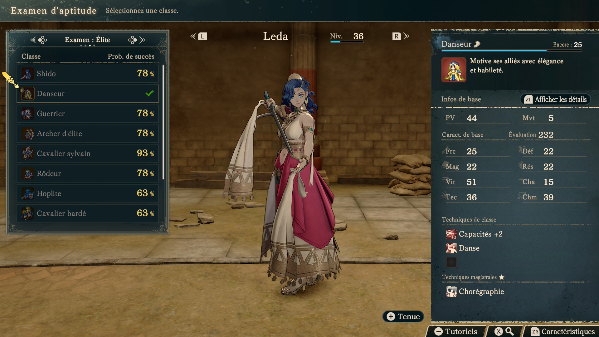 La classe Danseur avec Leda dans Fire Emblem Fortune's Weave  Â©Jeremy H 
