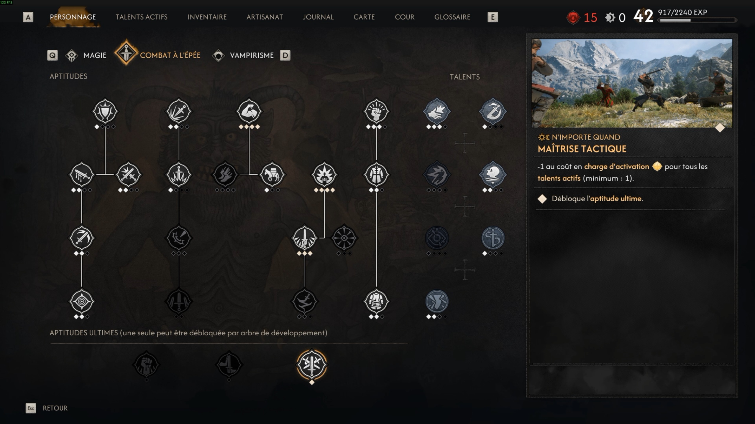 The Blood of Dawnwalker Epee Aptitudes