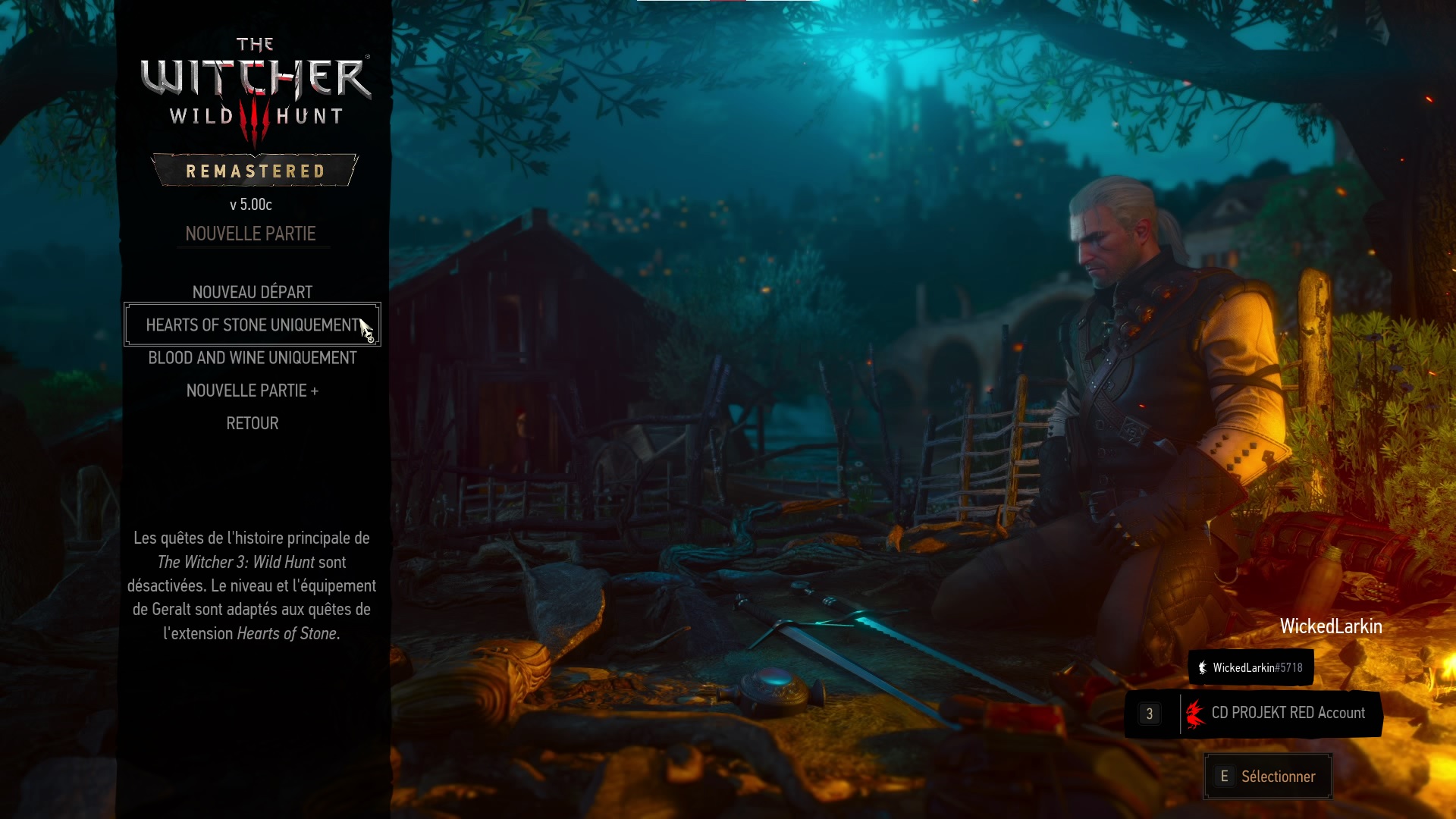 The Witcher 3 New Save Hearts of Stone