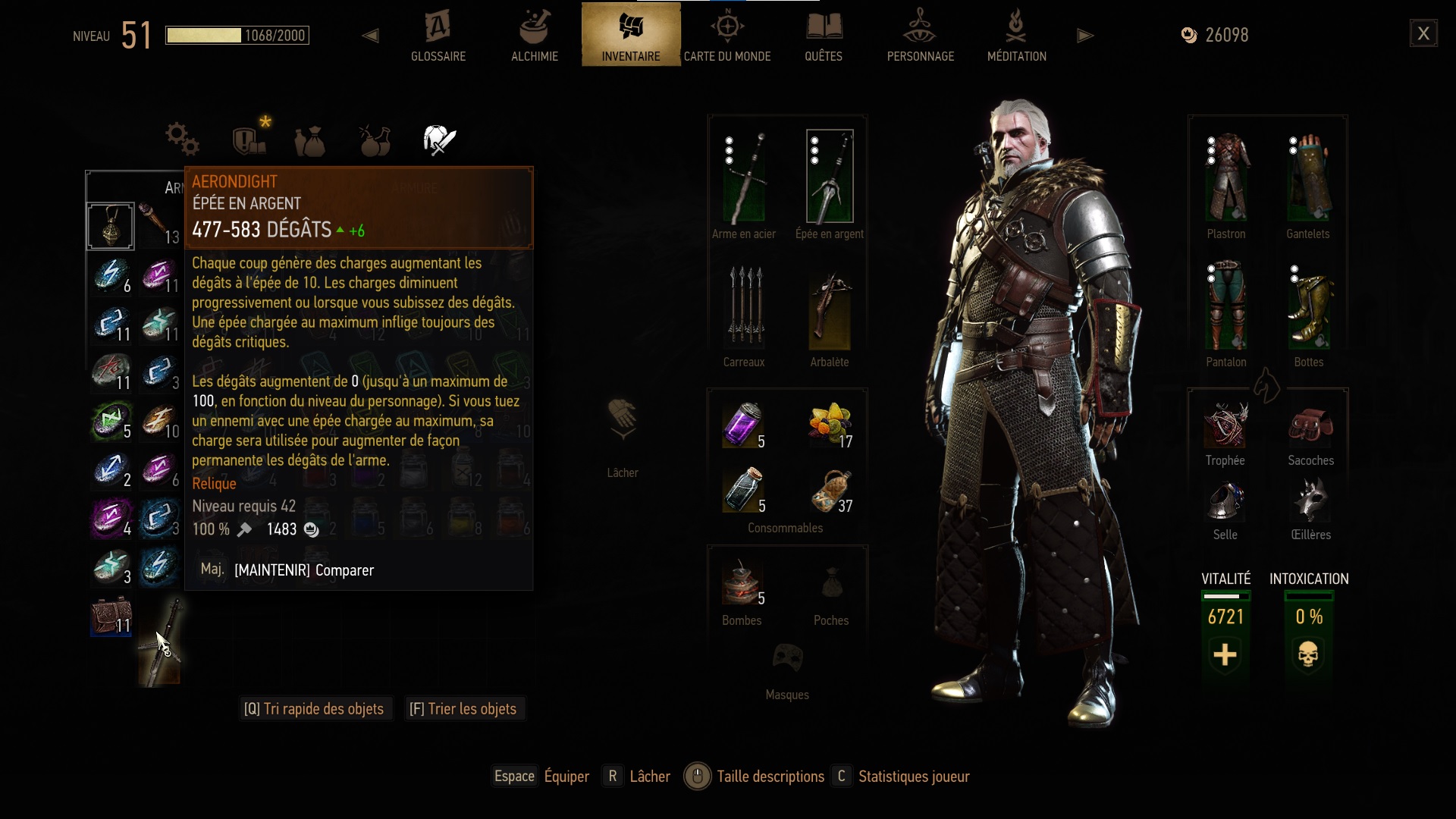 The Witcher 3 Aerondight Stats