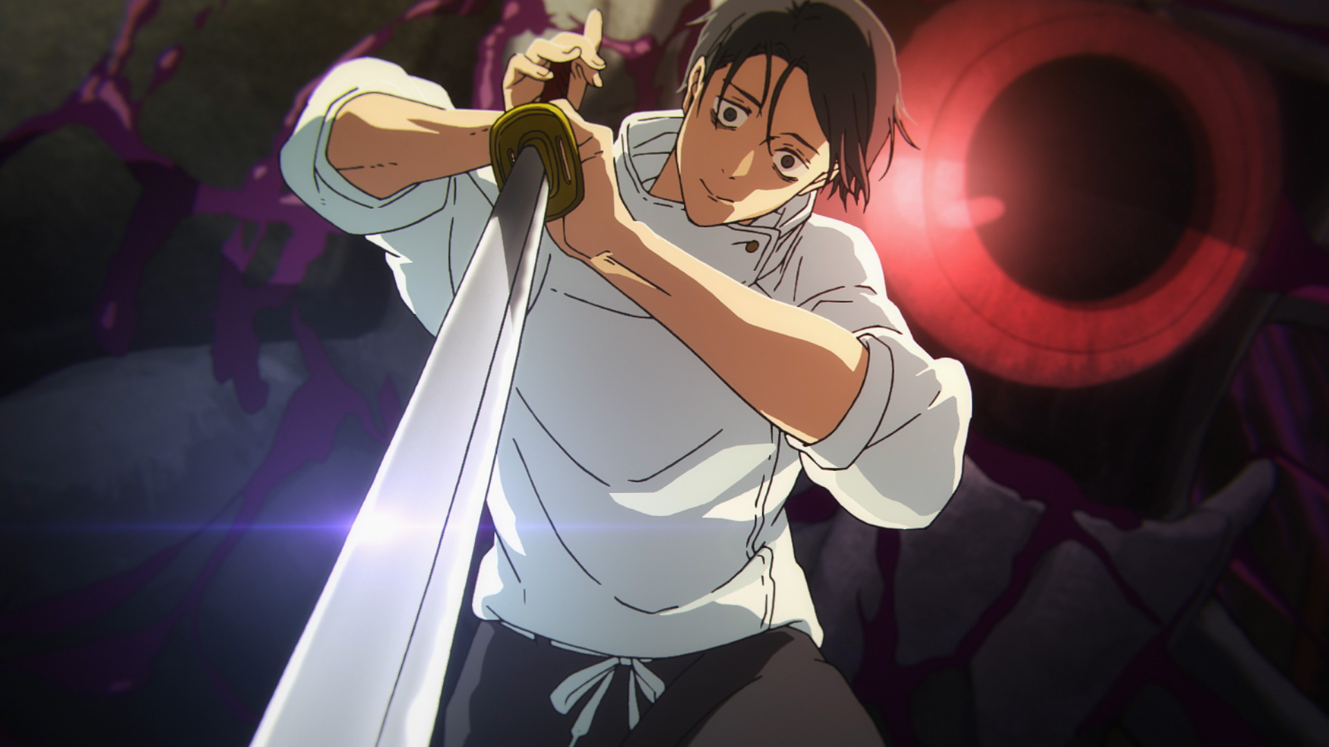 Yuta plantant son Ã©pÃ©e dans Jujutsu Kaisen saison 3.