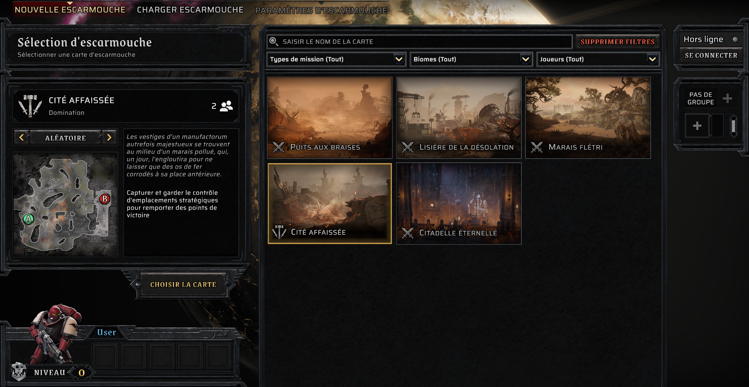 Dawn of War 4 Menu Escarmouche