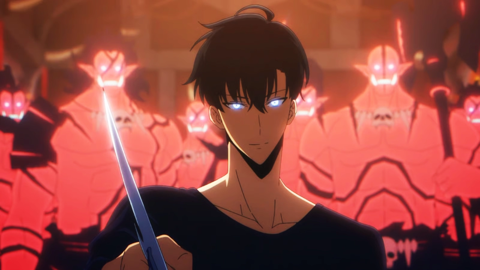 Jinwoo prÃªt Ã  attaquer avec son armÃ©e dans Solo Leveling.