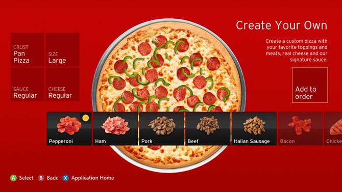 L'appli Pizza Hut sur Xbox 360 rapporte 1 million de dollars en 4 mois
