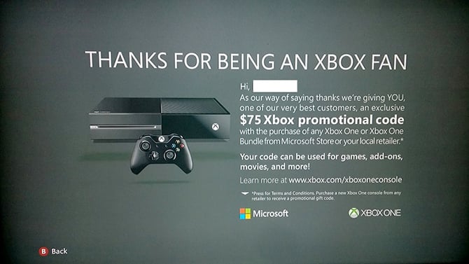 Microsoft offre 75 dollars pour passer à la Xbox One