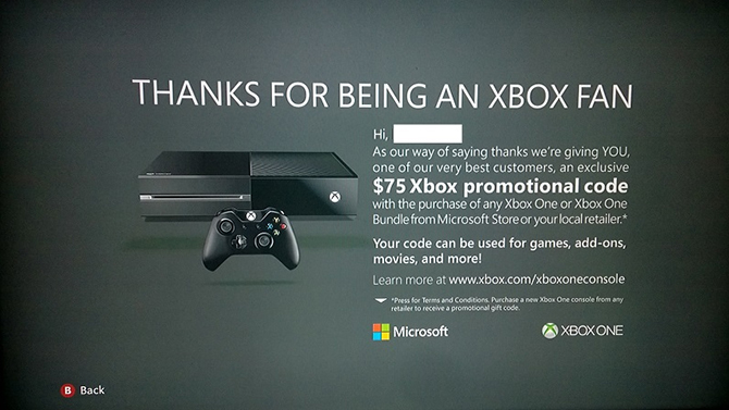 Microsoft offre 75 dollars pour passer à la Xbox One