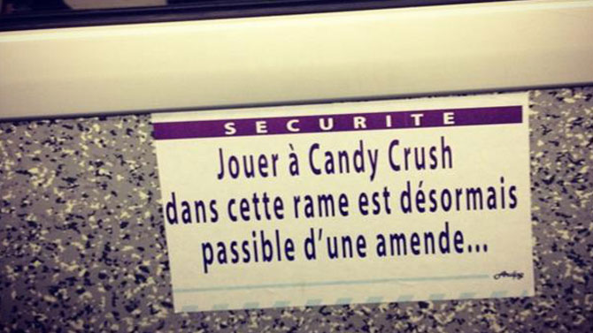 Non, il n'est pas interdit de jouer à Candy Crush dans le métro
