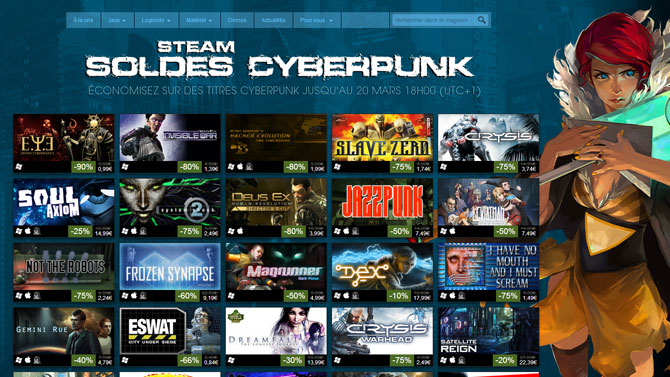 Steam : grosses soldes sur les jeux cyberpunk