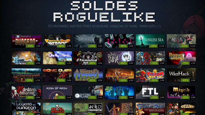 Steam : d'énormes soldes sur les jeux roguelike