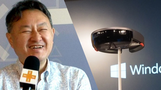 E3 2015 : Shuhei Yoshida de Sony teste l'HoloLens de Microsoft avec nous, nos photos