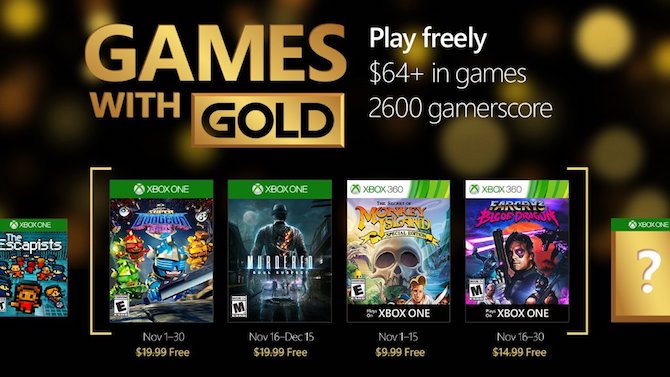 Xbox Games With Gold : Les jeux gratuits de novembre 2016 révélés