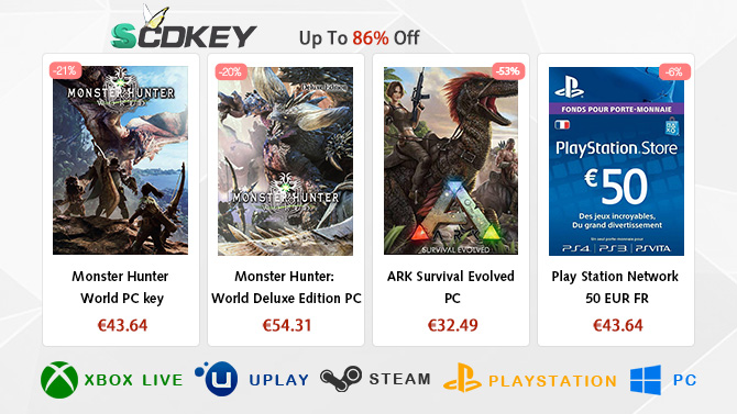 SCDKey : Offre exceptionnelle pour Monster Hunter World à 43.64€