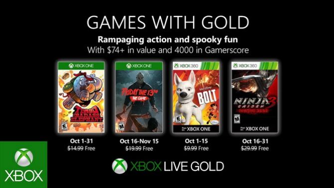 Xbox Games with Gold : Les jeux "gratuits" d'octobre 2019 se dévoilent