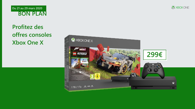 Le Pack  Xbox One X 1 To + Forza Horizon 4 LEGO Speed Champions à 299€ à la Fnac
