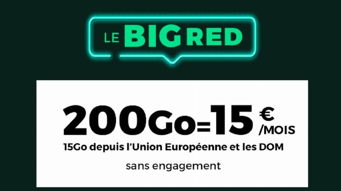 Red by SFR : Le Big Red, un forfait de 200Go pour seulement 15€ par mois et sans engagement !