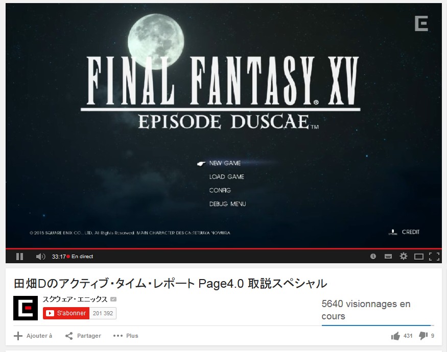 [PS4] Live de Final Fantasy XV - Episode DUSCAE