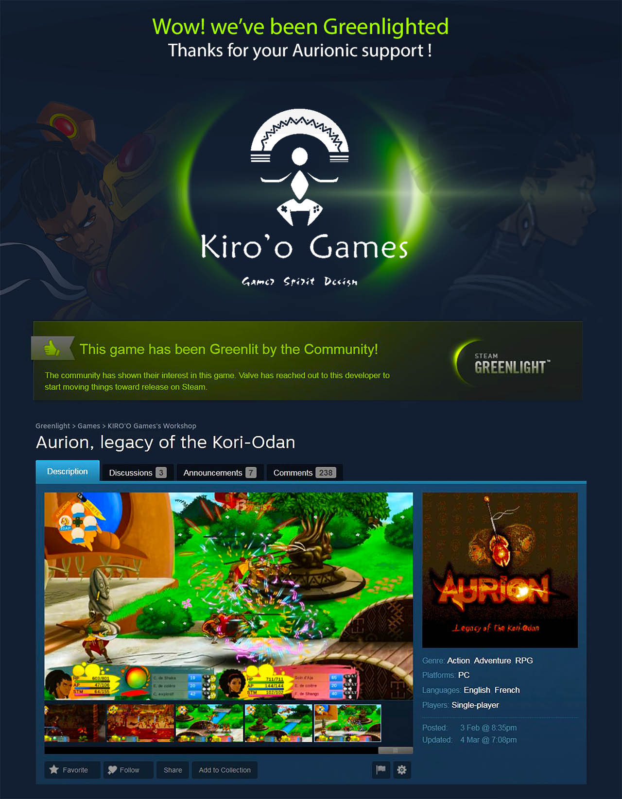 Aurion est Greenlighté !!!!