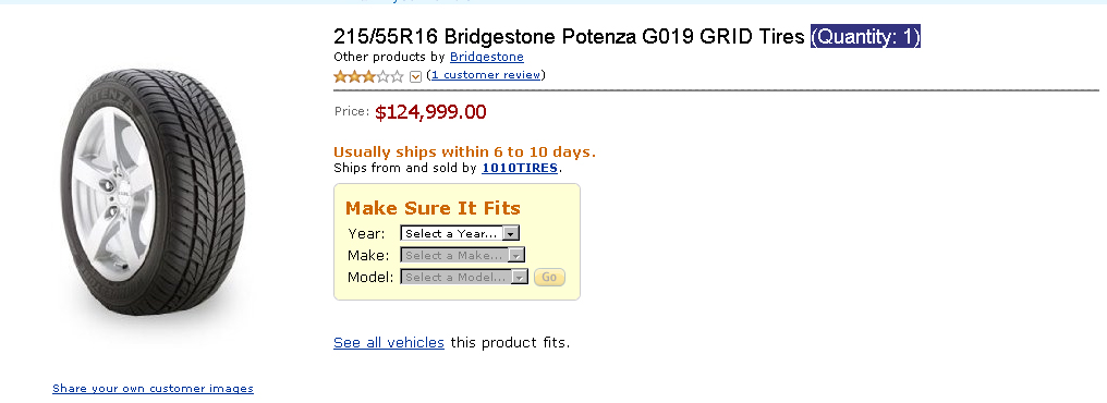 124 999 dollars pour un pneu